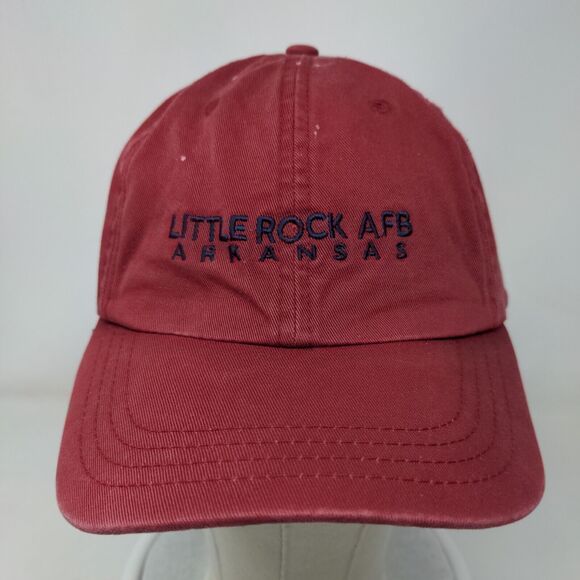 Little Rock AFB Arkansas Slideback Hat Red OSFA Embroidered Adjustable - Picture 2 of 8